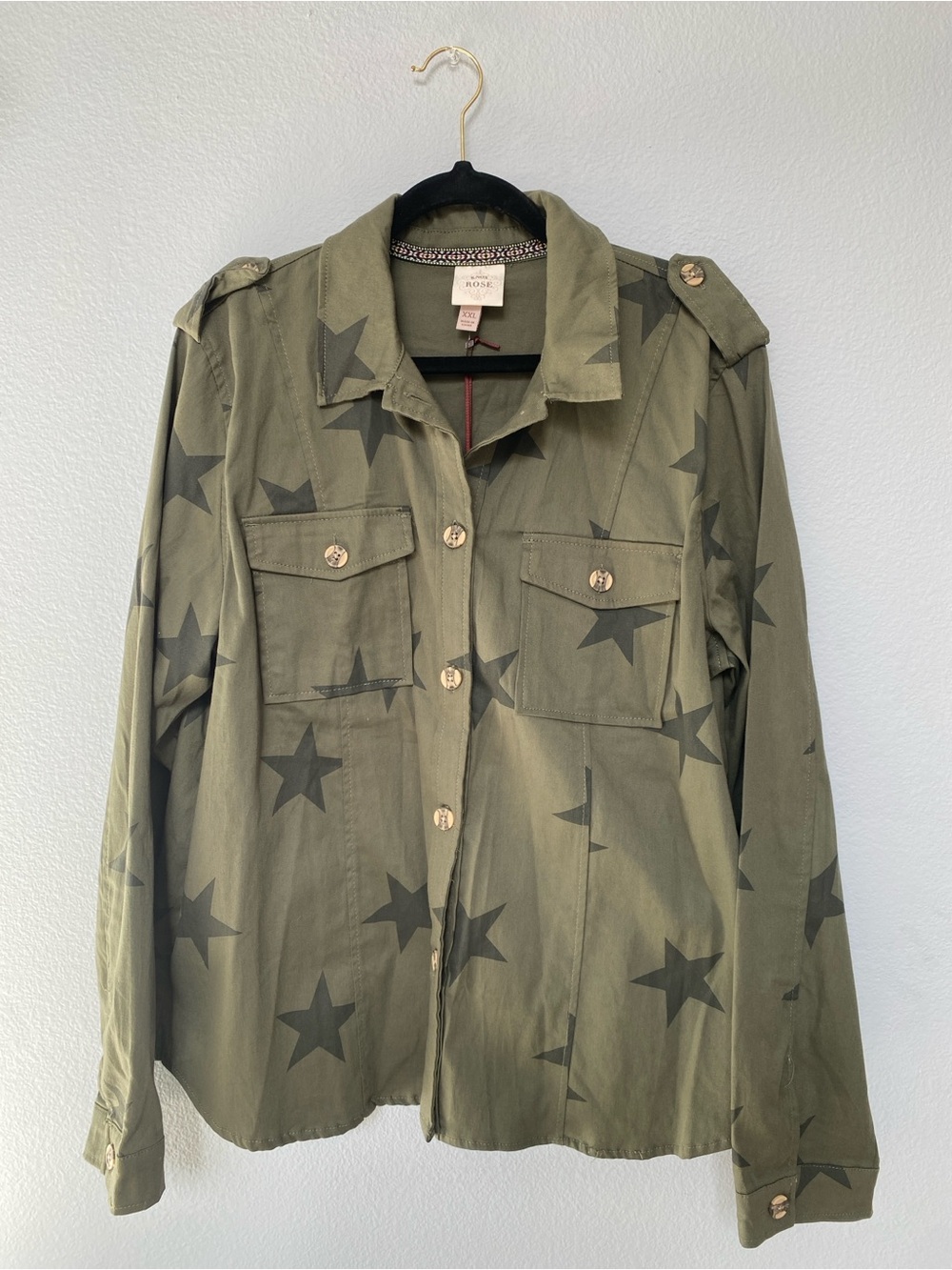 Army Green Star Print Utility Jacket